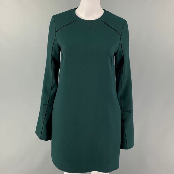 MISHA NONOO Size 2 Dark Green Polyester Blend Long Sleeve Dress - Picture 1 of 1